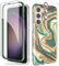 Chvelop 4-in-1 Samsung Galaxy S23 Plus Hülle mit Schutzfolie + Stoßfänger & Kameraschutz | Militärischer Stoßfest 360°-Schutz, Glänzend Fade-Resistant Muster-Design Handy Case (Grün)