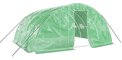 vidaXL Serre avec Cadre en Acier Vert 20 m² 5x4x2,3 m, polytunnel, Serre à Cadre Froid, Serre pour Tomate, Serre de Jardin, Serre pour Culture
