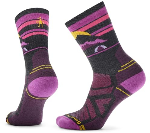 Smartwool Damen Socken Hike Light Cushion Mountain Moon Crew, Dunkelgrau, Medium