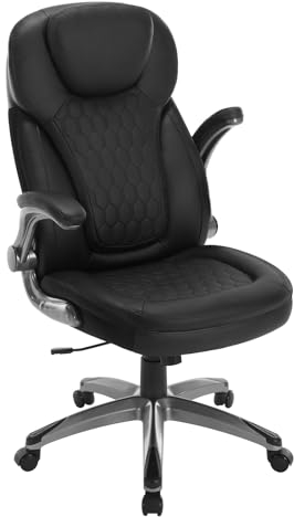 WOLTU Sedia Ergonomica da Ufficio con Supporto Lombare, Poltrona Ufficio con Funzione Basculante e Braccioli Regolabili, Altezza Regolabile, PU, Nero