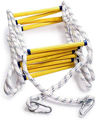 AiQima Rope Ladder,Rope Ladder Soft Ladder,Soft Ladder Resin Emergency Fire Escape Ladders Soft Safety Ladder with Carabiners/10Meters