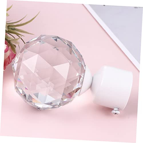 Ciieeo Vorhangstange Endstück Vorhang liefert Zubehör Kristall Gardinenstangenenden Gardinenstangen-Kopfstecker Japanischer Stil duschstange Strass-Dekoration Kind Glas Weiß