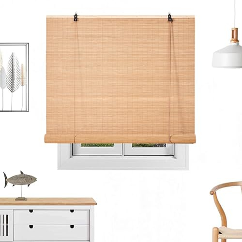 ZHUOZ1T Retro Bambus Rollo Lichtfilter Bambusrollo,Bambus Raffrollo,Natur Holzrollos,Sonnenschutz und Sichtschutz Rollo Seitenzugrollo Für Fenster und Türen,Anpassbar,Breite×Höhe (150cm x 210cm)