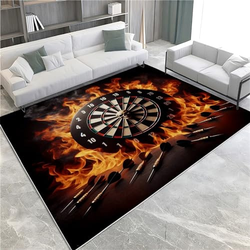 Waschbarer Teppich 60 X 90 cm Flame Darts Roulette Thema Flauschiger Kurzflor Teppich Für Wohnzimmer Und Schlafzimmer Schwarz, Anti-Rutsch Unterseite, Kinderzimmer Fußmatte Dekoration