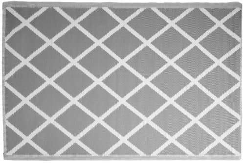 idooka 90cm x 180cm Outdoor Rugs For Patios Waterproof - Rugs For Garden & Picnic Blanket - Garden Rugs Outdoor Waterproof Large - Outdoor Mats For Patio, Plastic Outdoor Rug (Grey Diamonds)