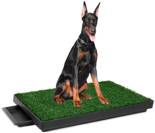 QWORK® 76 x 51 cm Inodoro Perros con Césped Artificial, Fácil de Limpiar, para Entrenamiento de Cachorros y Perros Ancianos