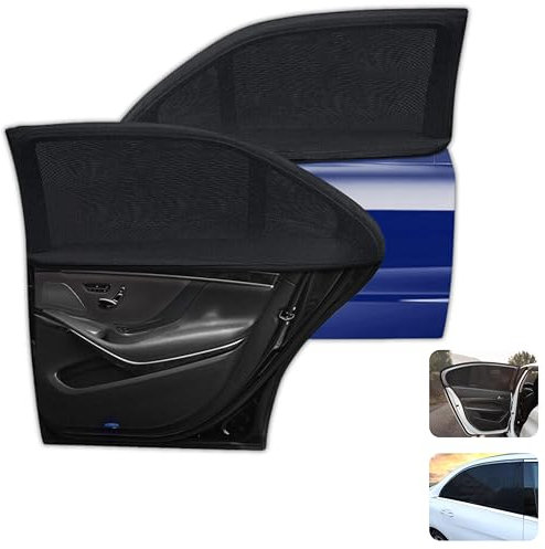B-E ® Parasol Ventanas Traseras Coche Universal | Parasol Coche para Ventana Lateral Trasera | para Sol para Coches niños y Mascotas | Pack de 2 Unidades.