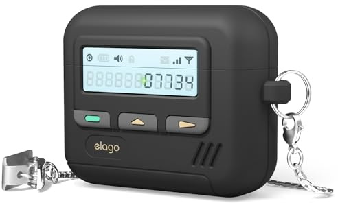 elago Pager-Hülle für AirPods 4 | Karabiner inklusive, stoßfest, Rundumschutz (Schwarz)