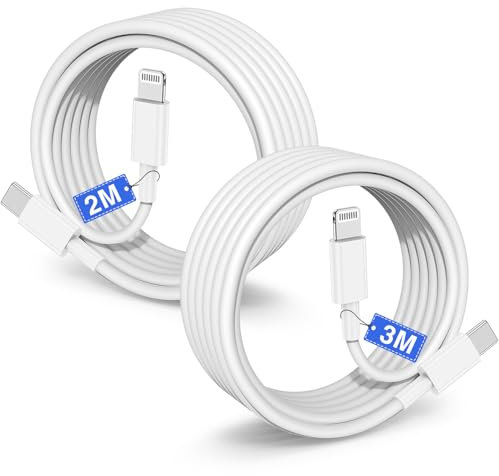 Câbles iPhone USB C vers Lightning, 2M+3M Long [Certifié Apple] Type-C Cable de Charge Rapide,Lot de 2 Fil Chargeur Cordon pour iPhone 14/13/12 Pro/Max/Mini/Plus/11/X/XS/XR/SE,iPad