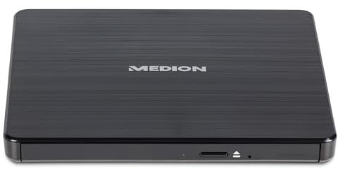 MEDION externes DVD Laufwerk (USB 2.0, DVD-R DVD+R DVD-RW DVD+RW, CD DVD, externer Brenner)