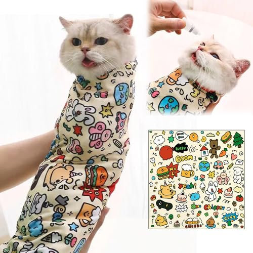 Cat Grooming Wrap, Cat Restraint, Cat Wrap for Cutting Nails, Self-Adherent, Anti-Bite, Anti-Scratch, Anti-Escape Calming Wrap for Medicine, Nail Clipping, Multifunctional Pet Tool (M)