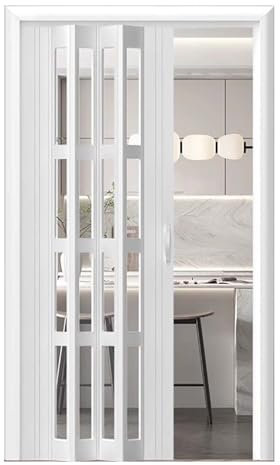 Portes accordéon pliantes en PVC, porte accordéon, écran de séparation de couloir de cuisine, portail pliable coulissant interne for armoire, placard, kit de porte d'intimité de douche(120x200cm/47x79