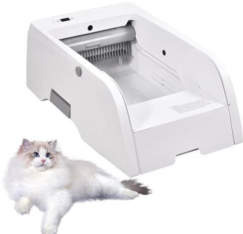 Krmoau Bac à litière pour Chat à Nettoyage Automatique,bac à litière Automatique pour Chat - Toilettes pour Chat avec bac à litière Ouvert,Bac à litière pour Chats, Grande capacité, contrôle par