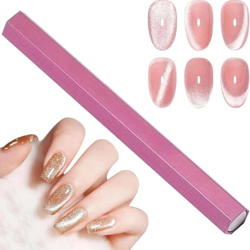 Cat Eye Magnet for Nails - Long Double-Head Gel Polish Magnet Pens - 3D Magnetic Wand - Hexagonal Nail Art Stick - DIY Manicure Design Salon Tool