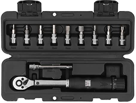 Fictory Verstellbarer Torsionsschlüsselsatz, 2 bis 14 Nm, 2-Wege-Rotation mit 9 Stecknüssen, 1/4-Zoll-Antrieb, CRV-Legierung für Autowartung und mechanische Montage