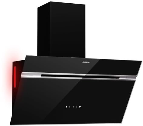 Klarstein Alina - Cappa da Cucina, 70cm, 600 m³/ora, Classe A, Cappa con LED, 3 Livelli di Potenza, Controllo Touch, Bassa Rumorosità: 68 dB, Scarico & Ricircolo, Nera