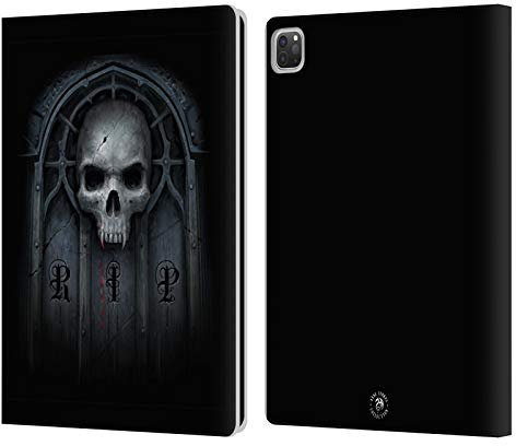 Head Case Designs Licenza Ufficiale Anne Stokes Attendi la Notte Teschio Gotico Custodia Portafoglio in Pelle Compatibile con Apple iPad PRO 12.9 2020/2021/2022