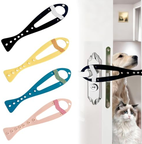 JYNXOR Cat Door Latch, 4 Pieces Adjustable Cat Door Strap, Dog Door Latch, Pet Door Lock Bracket Alternatives, Let Cats In, Keep Dogs Out