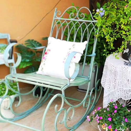 Schaukelbank aus Gusseisen, Antik-Grün, Gartenschaukelstuhl, Metall-Terrassenmöbel, Schmiedeeiserner Parksitz für stilvolles Wohnen im Freien