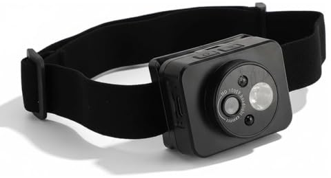 POENVFPO Telecamera Frontale, Action Camera Montata Sulla Testa con Luce, Videoregistratore Ciclistico 1080P con Regolazione a 45 Gradi per la Corsa