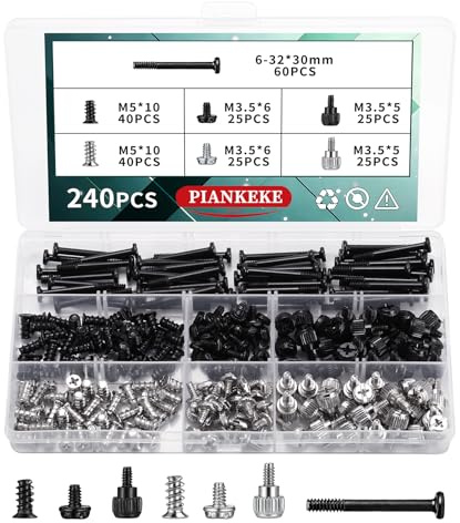 240 PcsTornillos para Computadora, Tornillos para PC, Tornillos para placa base, ventiladores de caja, separadores, computadoras, componentes y accesorios