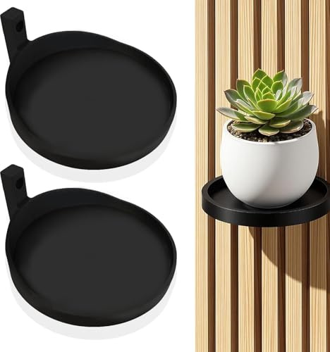 Eniyou 2 Pcs Akustikpaneele Pflanzenhalter Schwarz Akustikpaneele Deko, Regale für Akustikpaneele Home Schlafzimmer Büro Dekoration für Pflanzen/Blumen und Deko-Zubehör-Artikel mit 2 Schrauben