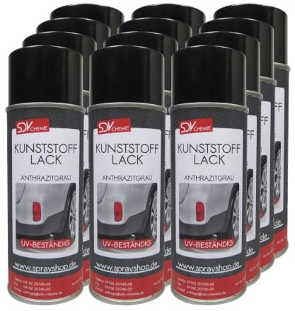 SDV Chemie Kunststofflack Spray anthrazit grau matt 12x 400ml | Stoßstangenlack, Kunststoff Farbe, Plastic