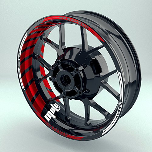OneWheel Felgenrandaufkleber Motorrad Komplett-Set (17 Zoll) - Felgenaufkleber MotoGP Rot (Rot - glänzend)