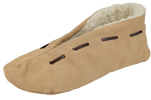 Sonia Originelli Wildleder Hausschuh Schluffi mit warmen Wollfutter, Farbe: Natur, Größe: 43
