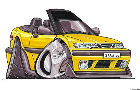 Top Banana Gifts Saab Se Cabriolet - Yellow - Koolart Premium Quality Heavyweight Mouse Mat 0321