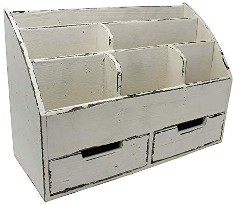 Executive Office Solutions Rustikaler Schreibtisch-Organizer und Postregal aus Holz im Vintage-Stil für Schreibtisch, Tischplatte oder Theke – Used-Look, Holzladenbedarf, Schreibtischzubehör, Post –