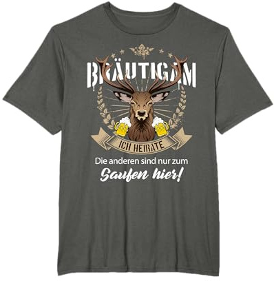 Bräutigam Hirsch JGA Junggesellenabschied Männer Jäger T-Shirt