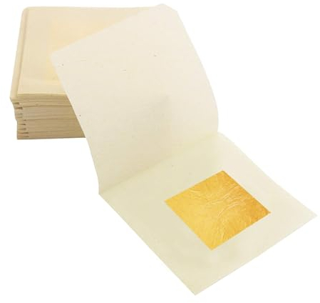 KINNO 10 Blatt Blattgold Essbar 24 Karat Echte Gold 2.5 * 2.5cm zum Basteln Lebensmittel,Kuchen,Backen,Torten Dekorfolie