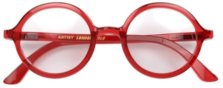 LONDON MOLE Gafas | Gafas de lectura para Artist | Gafas Redondas | Lectores Geniales | Gafas de lectura con estilo | Hombres Mujeres Unisex | Rojo transparente | + 1.0 aumento
