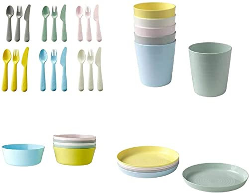 I K E A KALAS 36 Pcs Set, Bowls, Plates and Mugs, Bright and Cheerful Colours, BPA (Bisphenol A) Free