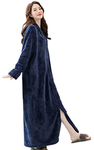 Vestaglia Donna Pile Lunga Con Zip Accappatoio Coppia Vestaglia Uomo Elegante Lunga Personalizzato Abiti Taglie Forti Sexy Senza Cappuccio Pigiama Lui E Lei Coppia Uguali Allattamento Caldo Cotone
