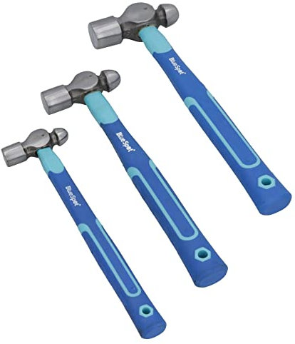 3pc Ball Pein Hammer Set with Fibreglass Handles + TPR Grip 8oz 16oz 32oz