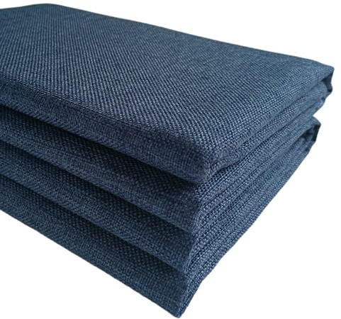 TinaKim Couch Upholstery Fabric Repair, Slub Faux Linen Material, for Sofa Chair Seat (Navy Blue 17, 3 Yard (57x 108 inch))