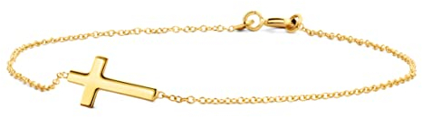 OROVI Damen Goldschmuck, Gold Kreuz Armband 9 Karat (375) Gold, Länge: 18 cm