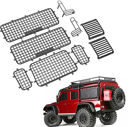 9 Pcs RC Car Protective Cover Set, Iron Metal Window Mesh Protective Net for Traxxas TRX4 RC Cars, Professional RC Accessories, Fine Workmanship Left and Right Protective Net, Front Rear Light Cover