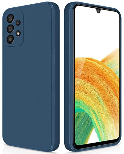 GiiYoon Case Compatible with Samsung Galaxy A33 5G, Silky-Soft Touch Full-Body Protective Phone Silicone Case, Shockproof Cover with Microfiber Lining, Blue