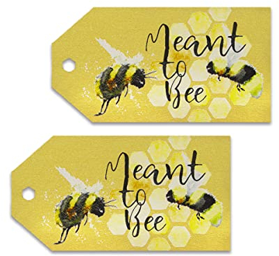 Summer-Ray 50pcs Meant to Bee Honey Favour Tags Sweet Honey Bee A Sweet Thank You Tags (Shimmering Gold)