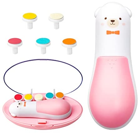 Baby Nail Trimmer Electric,Baby Nail Clippers, 6 in 1 Baby Nail File,Nail File Baby Grooming Kit Manicure Set for Toddler or Adults (Pink-New)