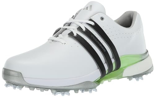 adidas Zapatos de golf Tour360 24 para hombre, Calzado Blanco/Core Negro/Verde Spark, 9.5