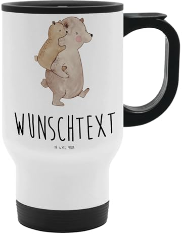 Mr. & Mrs. Panda Personalisierter Thermobecher Papa Bär - Personalisierte Geschenke, Isolierbecher Mit Namen, Thermobecher Für Kaffee Mit Wunschtext,