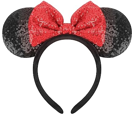 DRESHOW Mausohren Schleife Stirnbänder Glitzer Party Dekoration Cosplay Kostüm für Mädchen & Damen