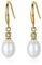 Bellitia Jewelry Perlenohrringe Silber Ohrhänger Dangle Ohrringe Damen Vergoldet Silber 925 Tropfen Haken Ohrringe mit Perlen & CZ Diamant, Perlenohrschmuck Hängend mit Echten Süßwasserperlen