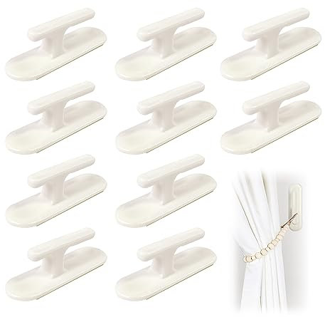 GVSAVY 10PCS Blind Cord Hook, Blind Cord Winder, Safety Blind Rope Clip, Adhesive Wall Hook, Child Resistant Rope Hook, Blind Curtain Shade Cord for Home, Office