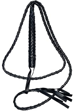 Black Long Braided Bull Whip Cowboy Jones Ringmaster Adults Fancy Dress Party Costume Accessory