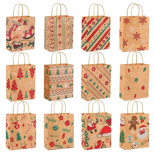 Geschenktüten Weihnachten,24 Stück Papiertüten Weihnachten,Geschenktüte Weihnachten,WeihnachtstüTen Papier,Papiertüte Weihnachten Geschenktüten,Weihnachts Geschenktüten